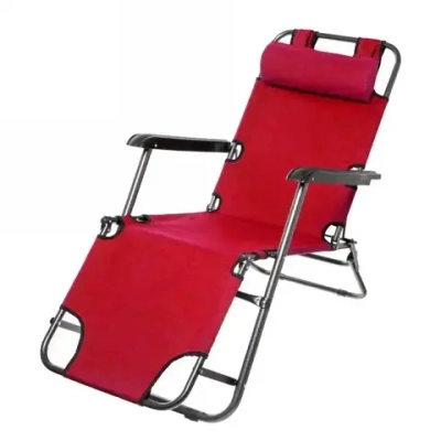 Шезлонг (раскладушка) 153*60*79см «Комфорт» с подголовником, 2 положения, красный ДоброСад