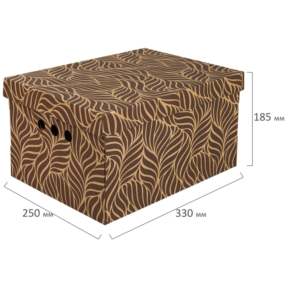 Короб для хранения из плотного микрогофрокартона 330х250х185 мм, КОМПЛЕКТ 4 шт., BRAUBERG HOME "Узор", 271816