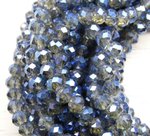 БП028ДН46 Хрустальные бусины "рондель", цвет: серый с синим AB прозрач., 4х6 мм, кол-во: 58-60 шт.