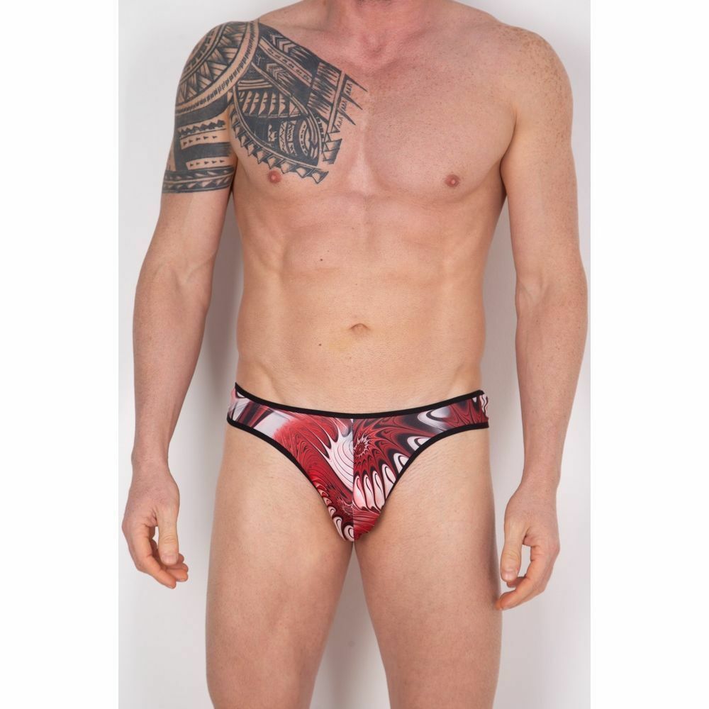 Мужские трусы стринги с разноцветным принтом и черной окантовкой Cosmos Colors CP10_BRW