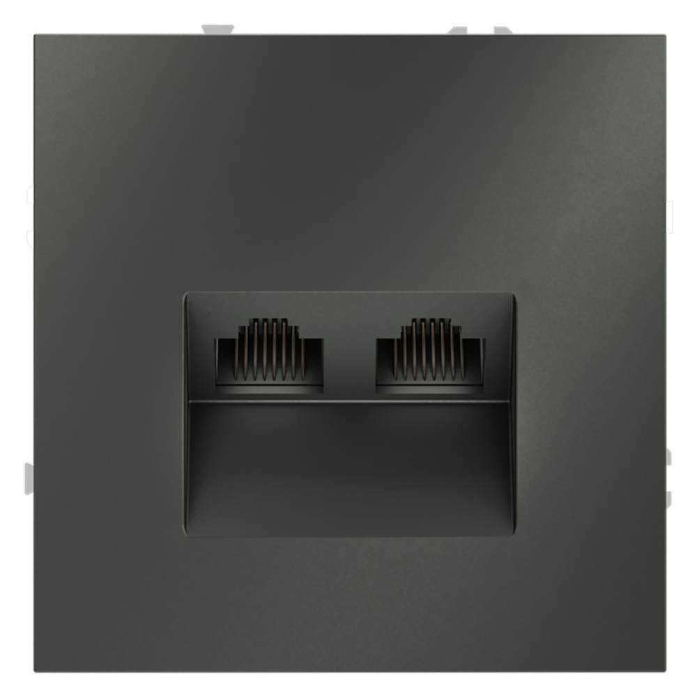 Розетка компьютерная встраиваемая VOLTUM S70 двойная RJ45+RJ45 кат.6, (титан)