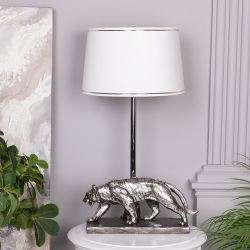 Настольная лампа Тигр Античное Серебро Тюссо Снег