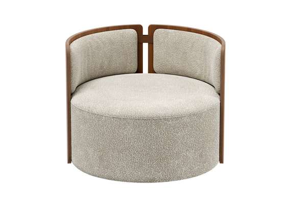 Кресло крутящееся Lagom 800 (молочный букле, орех)