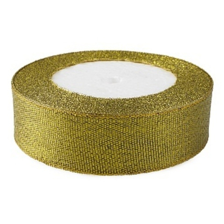 Лента парча (2,5 см*22,85 м) Мерцающий блеск Золото Металлик
