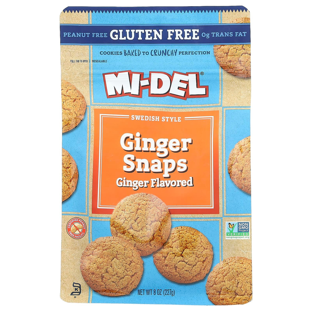 Mi-Del Cookies, шоколадные снеки с имбирем, со вкусом имбиря, 227 г (8 унций)