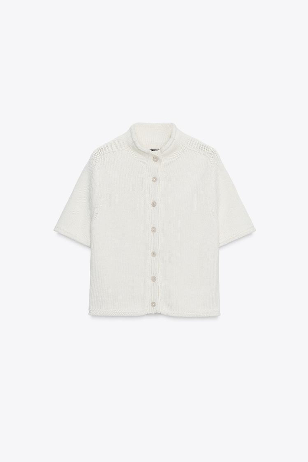 ZARA КАРДИГАН С КОРОТКИМ РУКАВОМ, ЭКРЮ