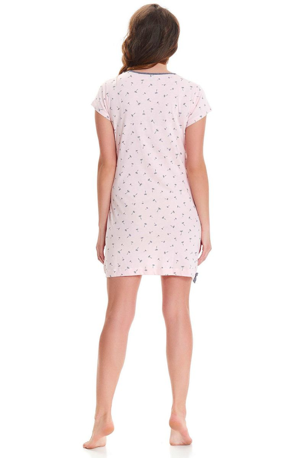 Нежно-розовая сорочка с цветочным принтом (Размер: L) (Цвет: нежно-розовый)