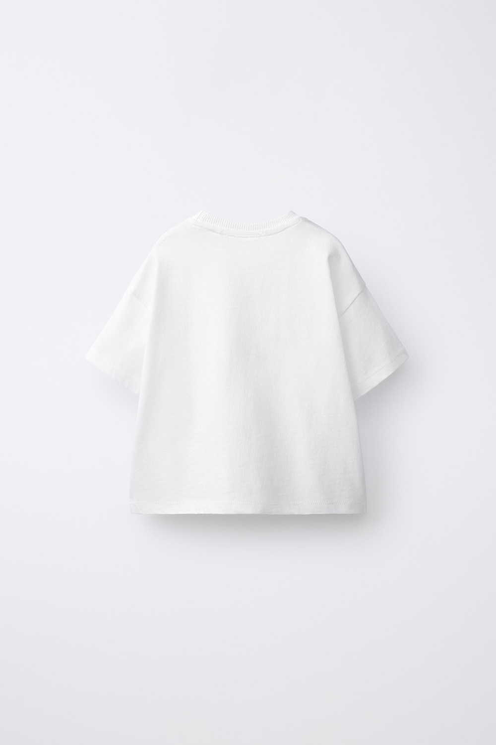 ZARA ФУТБОЛКА С ВЫШИТЫМИ ФРУКТАМИ КРОШЕ, ЖЕЛТОВАТО-БЕЛЫЙ