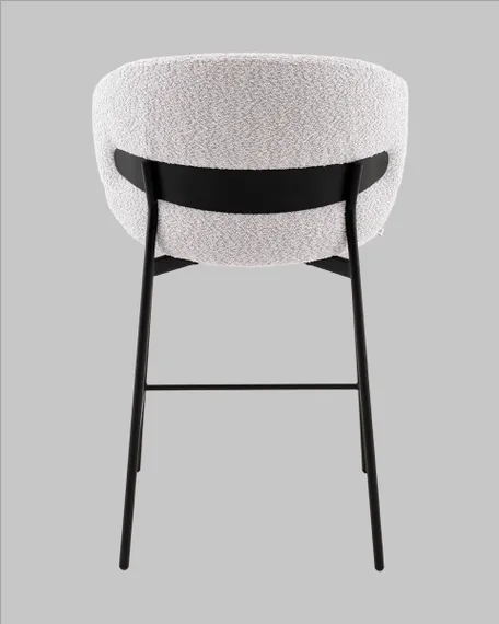 Полубарный стул Blaze 60 см, светло-серое букле, черные ножки
