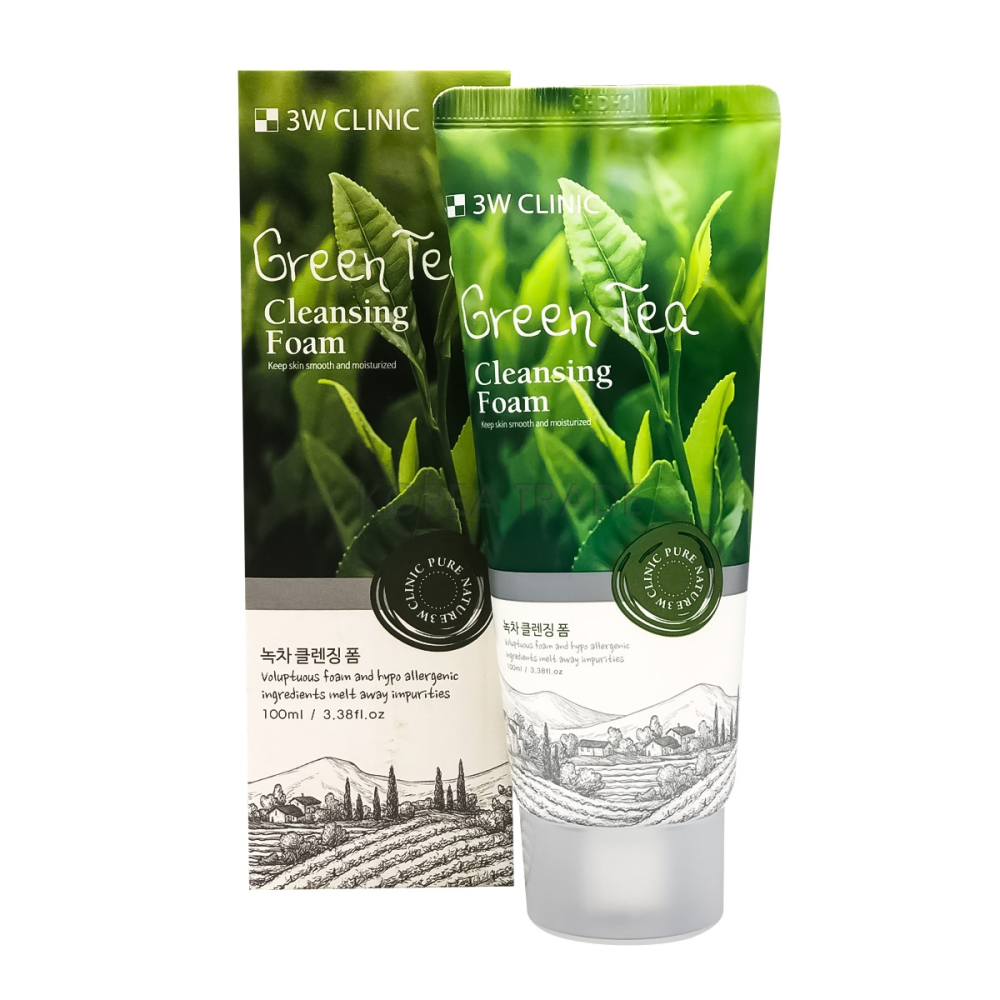 [3W Clinic] Green Tea Foam Cleansing - Пенка для умывания Зеленый чай/натуральная, 100 мл