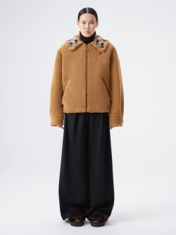 Куртка из искусственного меха с вышивкой OLA OLA