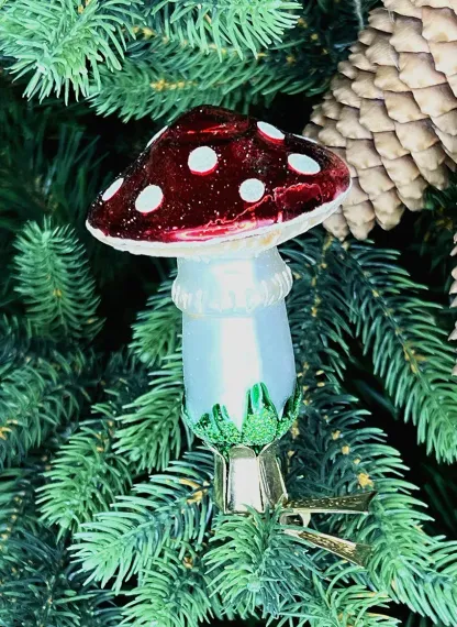 Елочное украшение Мухомор, стекло, 10,5 см., 1 шт., Витус (А296)