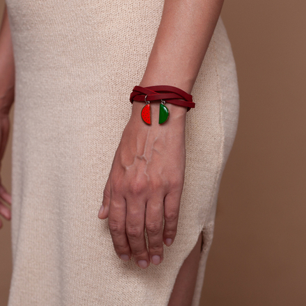 Браслет Кожаный - Дольки Арбуза