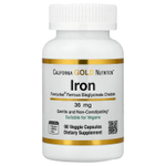 California Gold Nutrition, Ferrochel®, железо (бисглицинат), 36 мг, 90 вегетарианских капсул