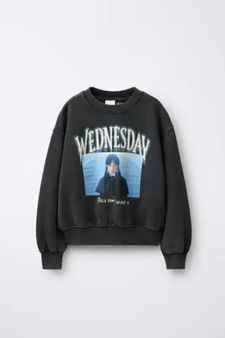 ZARA ТОЛСТОВКА С ЭФФЕКТОМ ПОТЕРТОСТИ WEDNESDAY ©, АНТРАЦИТОВО-СЕРЫЙ