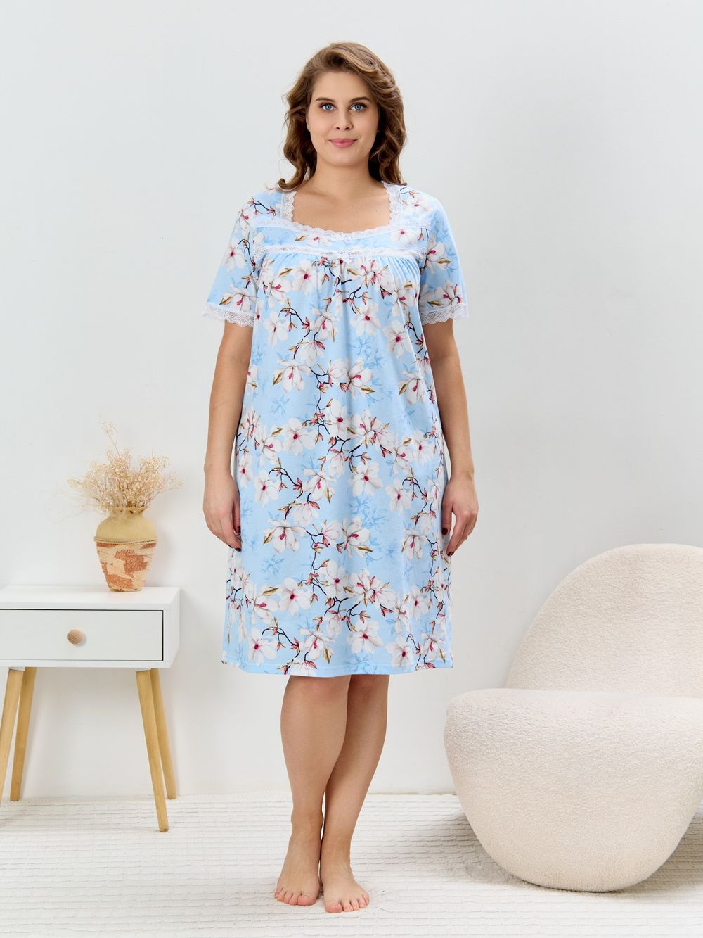 Ночная сорочка Узор-1 Виотекс ГОЛУБОЙ