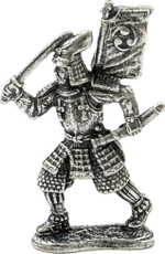 Фигурка Самураи "Сёгун" олово. Игрушка литая металлическая 54 мм (1:32)