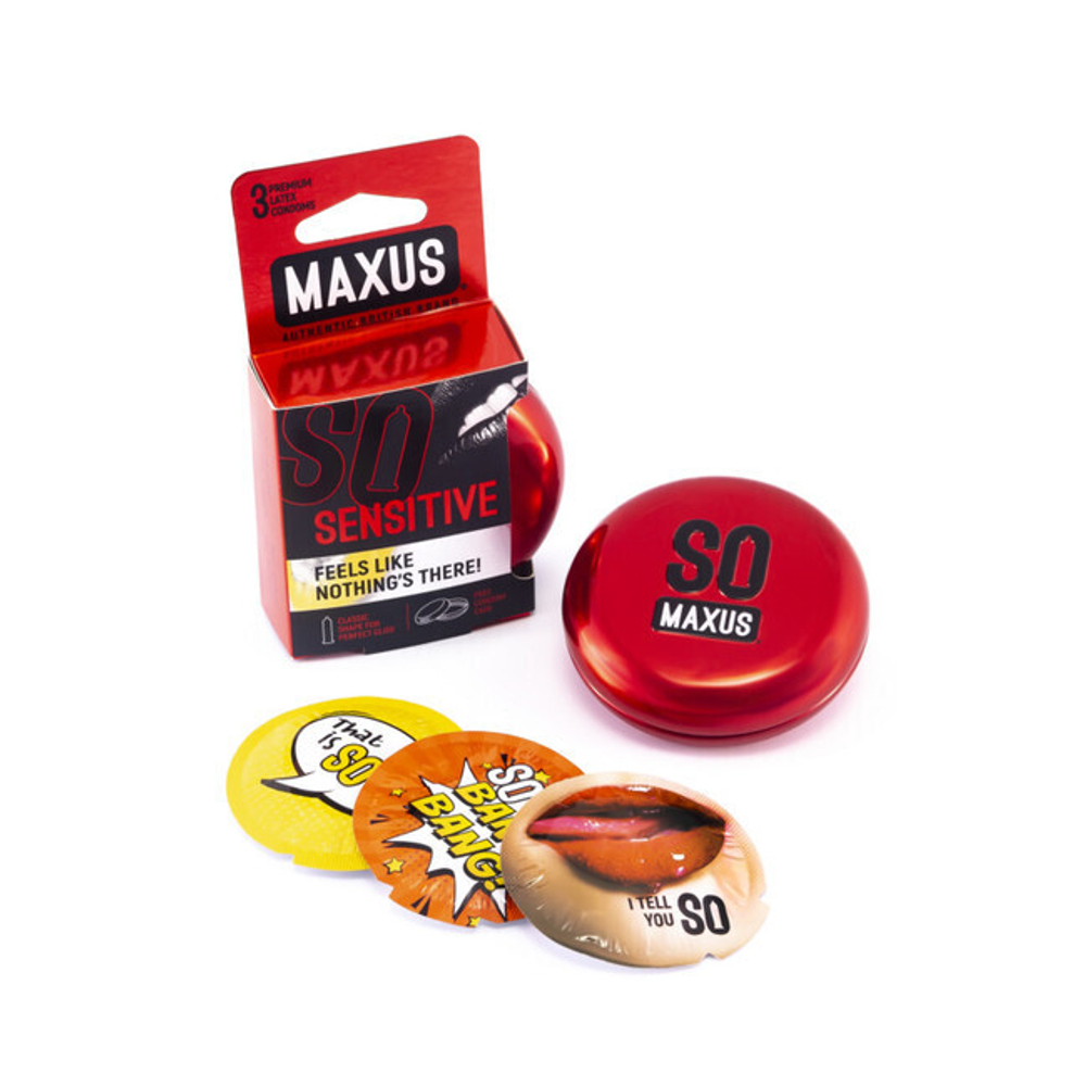 Презервативы MAXUS Sensitive ультратонкие в железном кейсе , 3 шт. (Цвет: прозрачный)