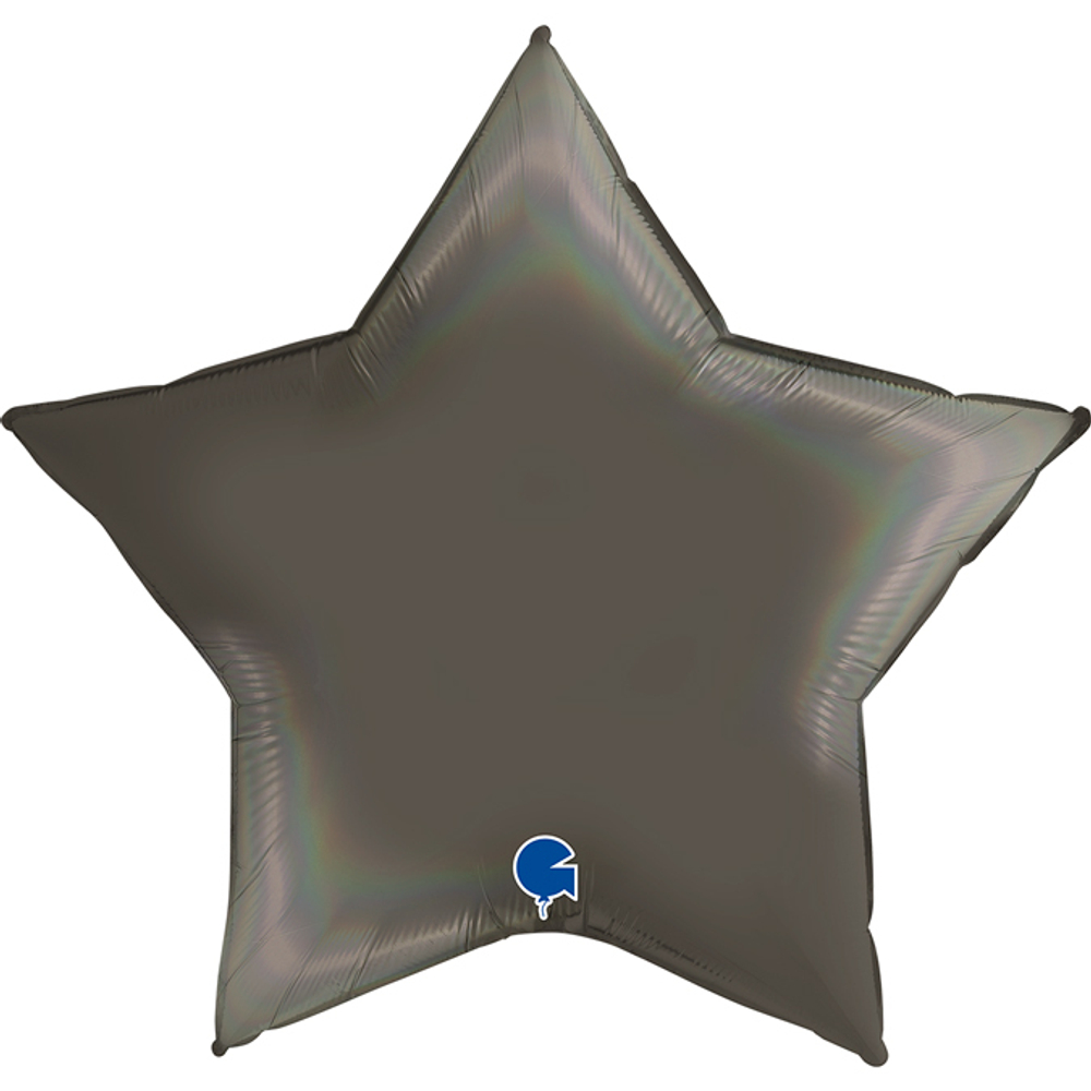 Шар (18""/46 см) Звезда, Черная платина, Голография, 1 шт. В56