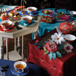 Чайная пара 320мл Wedgwood Пионы синяя