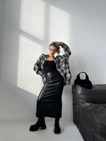 Юбка Wish collection 91122 удлиненная кожаная с разрезом сзади