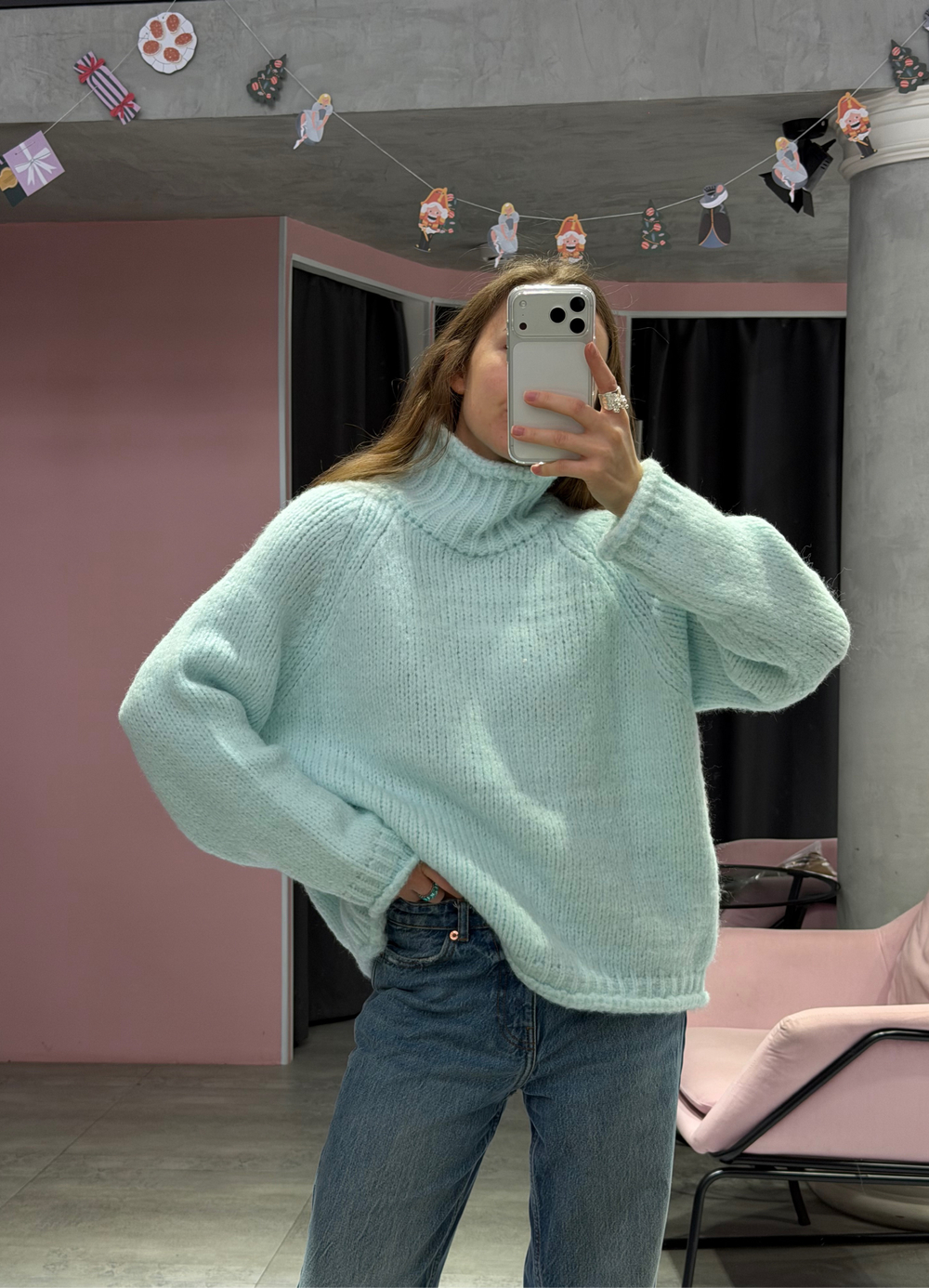 Свитер с горлом Candy небесный