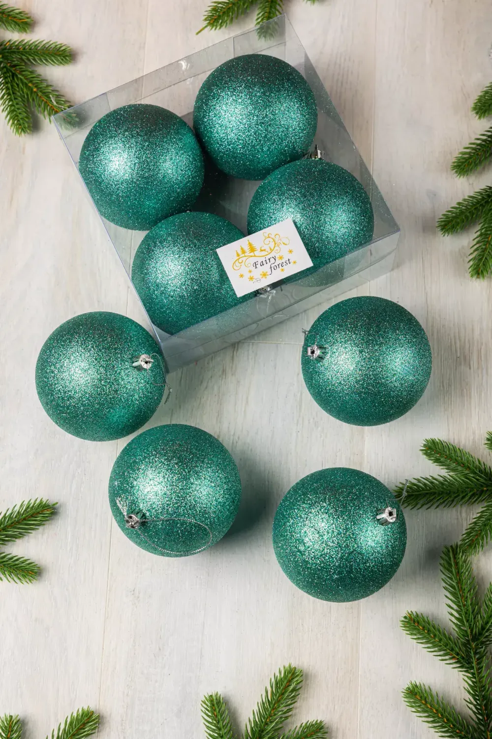 Набор новогодних шаров (4 шт) - глиттер