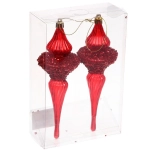 Елочные украшения «Сияние» 6*6*19.5 см (набор 2 шт), Красный