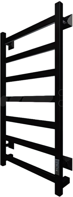 Полотенцесушитель электрический EWRIKA Пенелопа КВ7 80x55 см, подключение справа, слева, скрытое подключение справа, матовый черный, лесенка, из стали