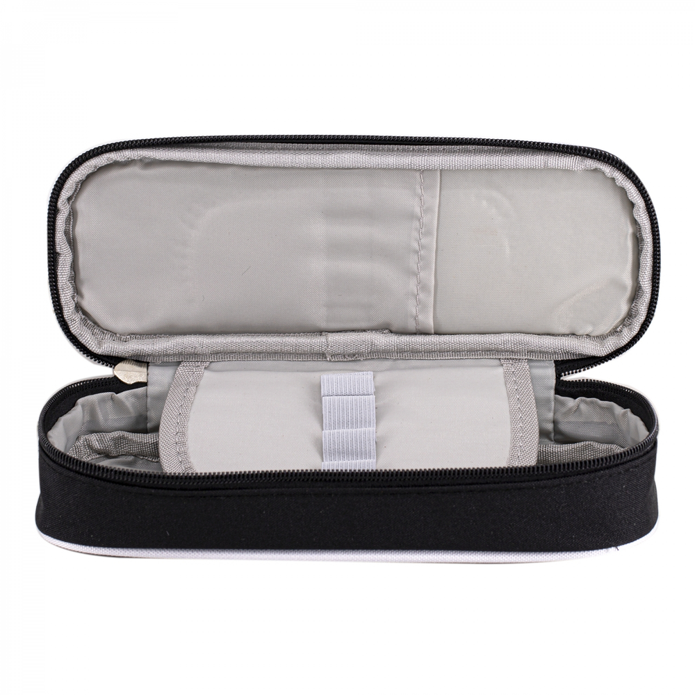 Пенал - косметичка Alingar, ткань, молния, 1 откидная планка, боковой мини-карман, 215 х 75 х 40 мм, "BE YOURSELF", микс (черн, синий, серый)