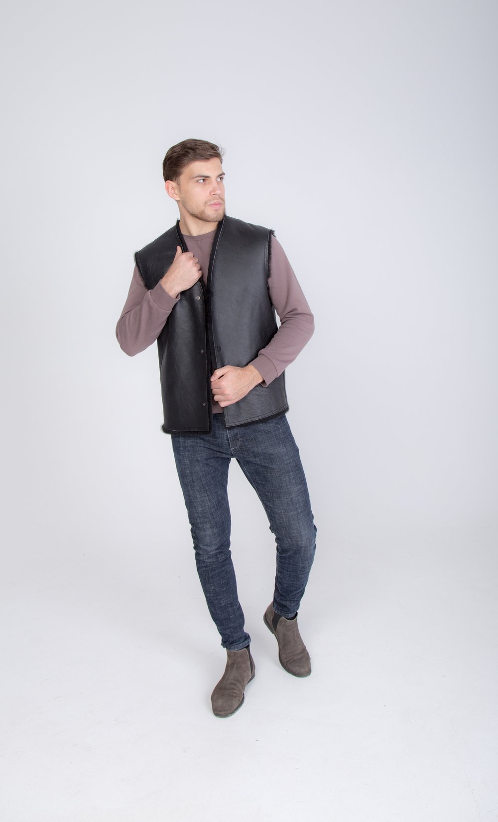 мужской жилет из овчины