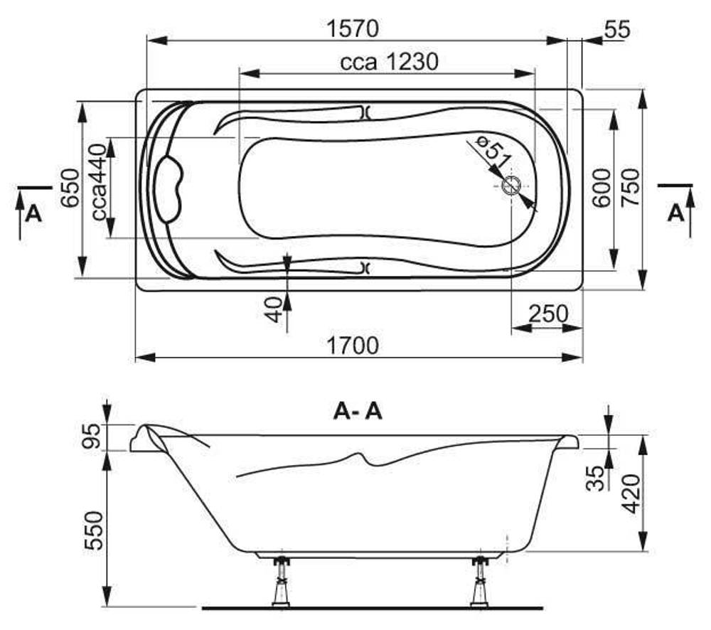 Акриловая ванна VAGNERPLAST CHARITKA 170