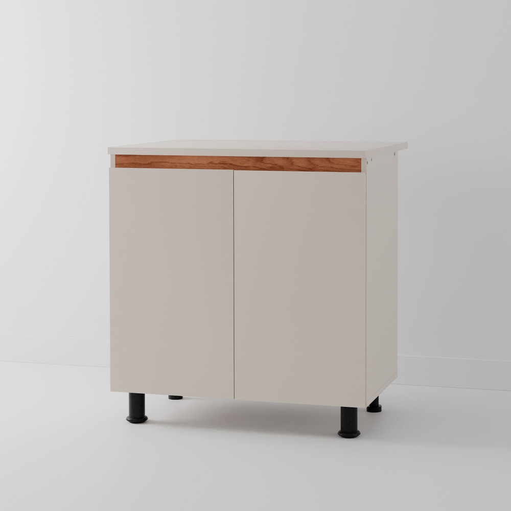 Кухня Виго 200 см со столешницей (5 модулей) / ЛДСП персидский жемчуг, массив дуба