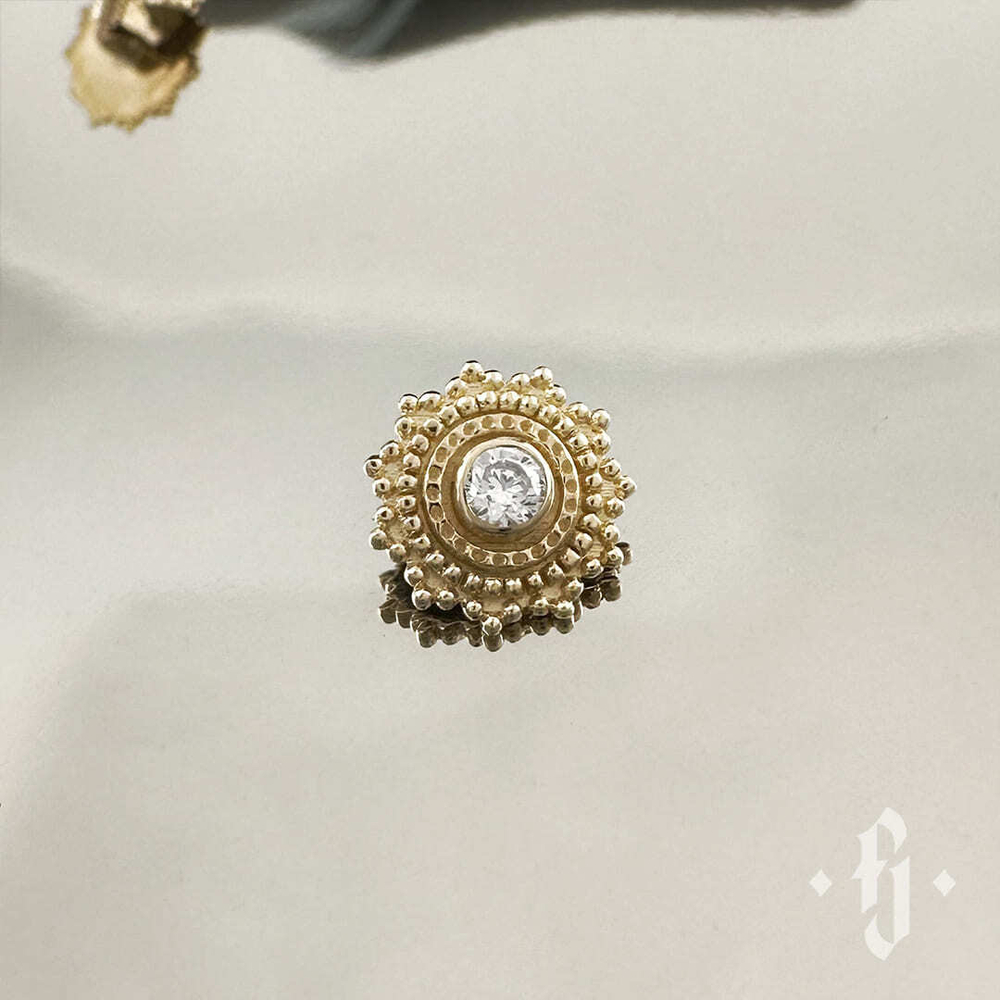 Накрутка "Sol" - Желтое золото - White CZ