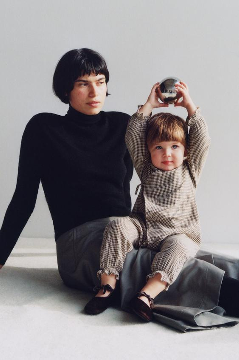 ZARA КОМБИНЕЗОН В КЛЕТКУ, КОРИЧНЕВЫЙ/ЭКРЮ