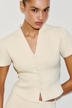 ZARA ВЯЗАНЫЙ ЖАКЕТ, ЭКРЮ