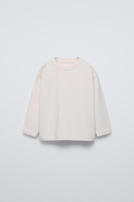 ZARA ОДНОТОННАЯ ФУТБОЛКА MEDIUM WEIGHT, БЕЛЫЙ