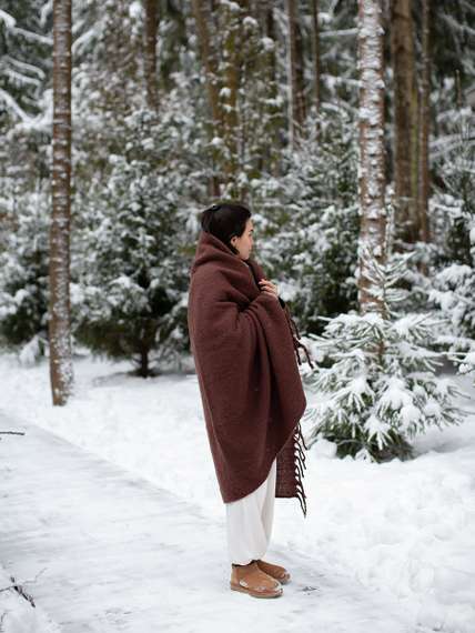 Плед мохеровый шоколадного цвета из коллекции essential, 130х180 см