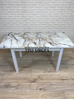 Стол стеклянный раздвижной "Белый мрамор"