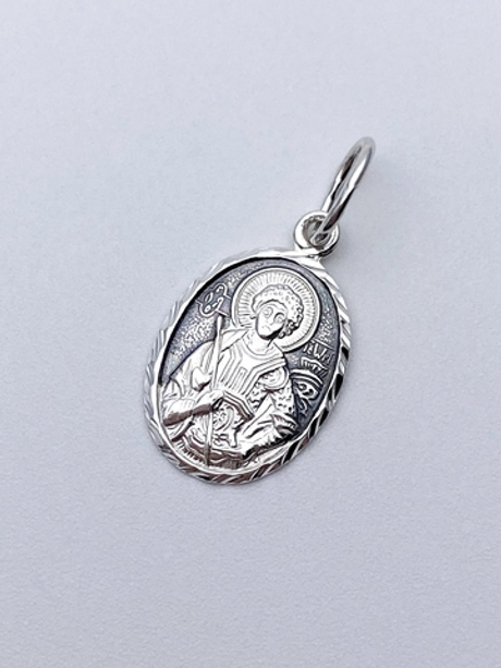 Образок из серебра/Частичное чернение/Подвижное ухо/Георгий Победоносец