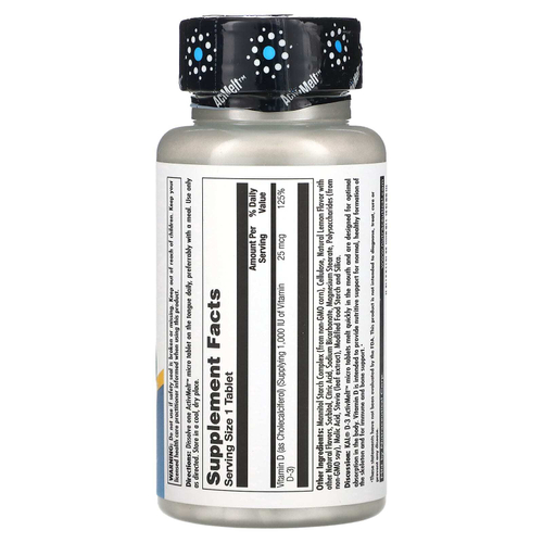 KAL, D-3, лимонное безе, 25 мкг (1000 МЕ), 100 мини-таблеток