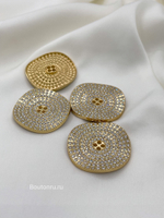Пуговицы золотые на прокол со стразами изогнутой формы