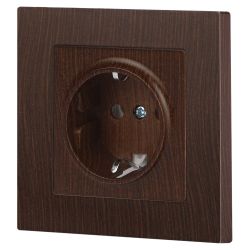 Розетка Intro Accent 6-202-10 2P+E Schuko 16А-250В IP20 СУ AL/CU венге | Intro