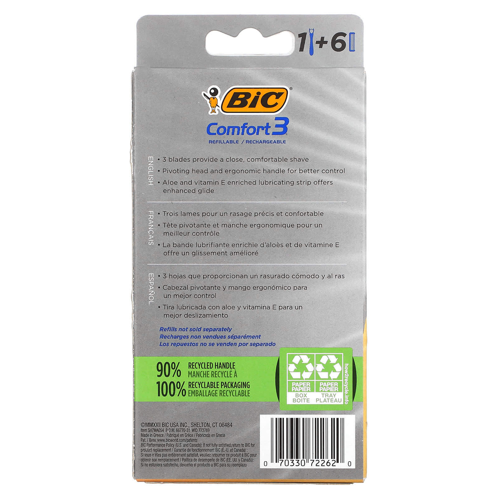 BIC, Комфорт 3`` 1 ручка, 6 картриджей