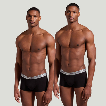 Мужские трусы боксеры черные набор 2в1 Bikkembergs SILVER BKK1UTR11BI