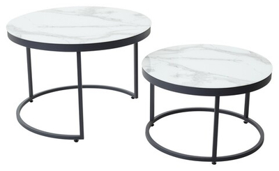 Журнальный столик Эрвин (комплект) Белый мрамор, стекло/ каркас графит, M-city