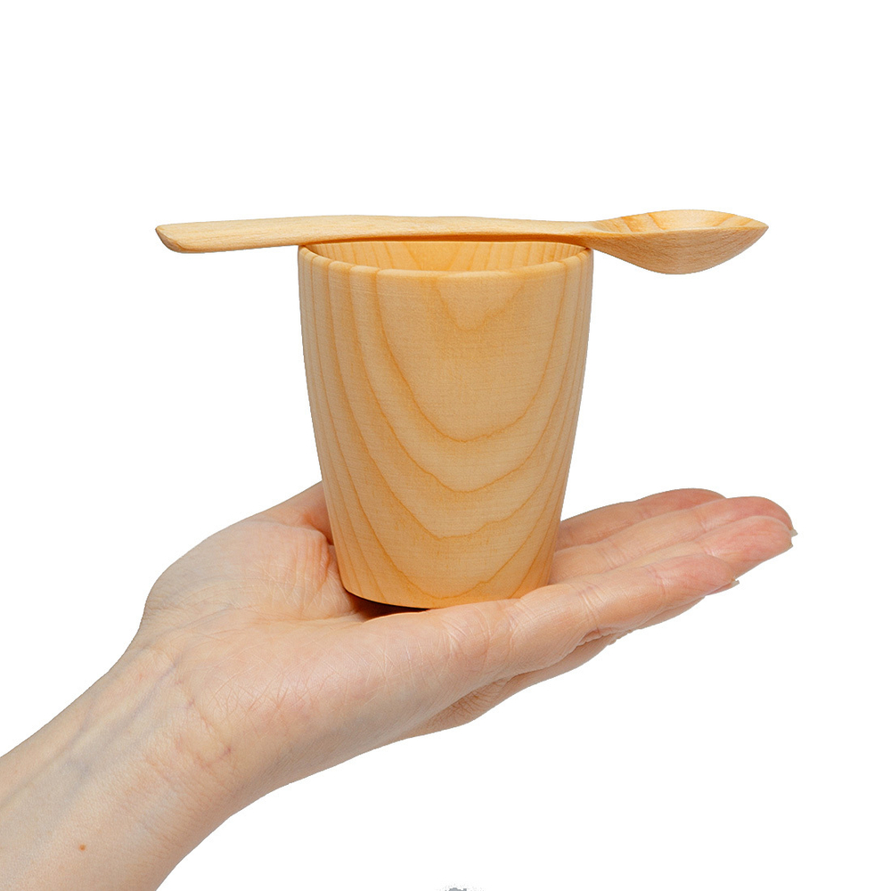 Деревянный  набор (стакан и ложка) из сибирского кедра. NC3