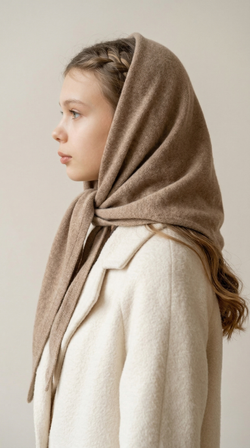 Оренбургский платок-косынка К820-29 т.бежевый