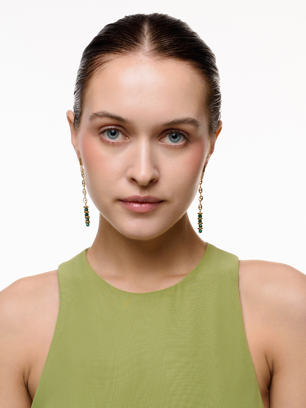 Серьги "Stic gess" с малахитом Gold