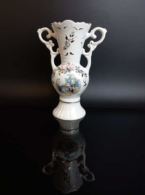 Ваза керамическая с изящным декором, 18 см, ручная работа, в винтажном стиле